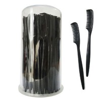 Disposable eyelash comb in plastic dispenser